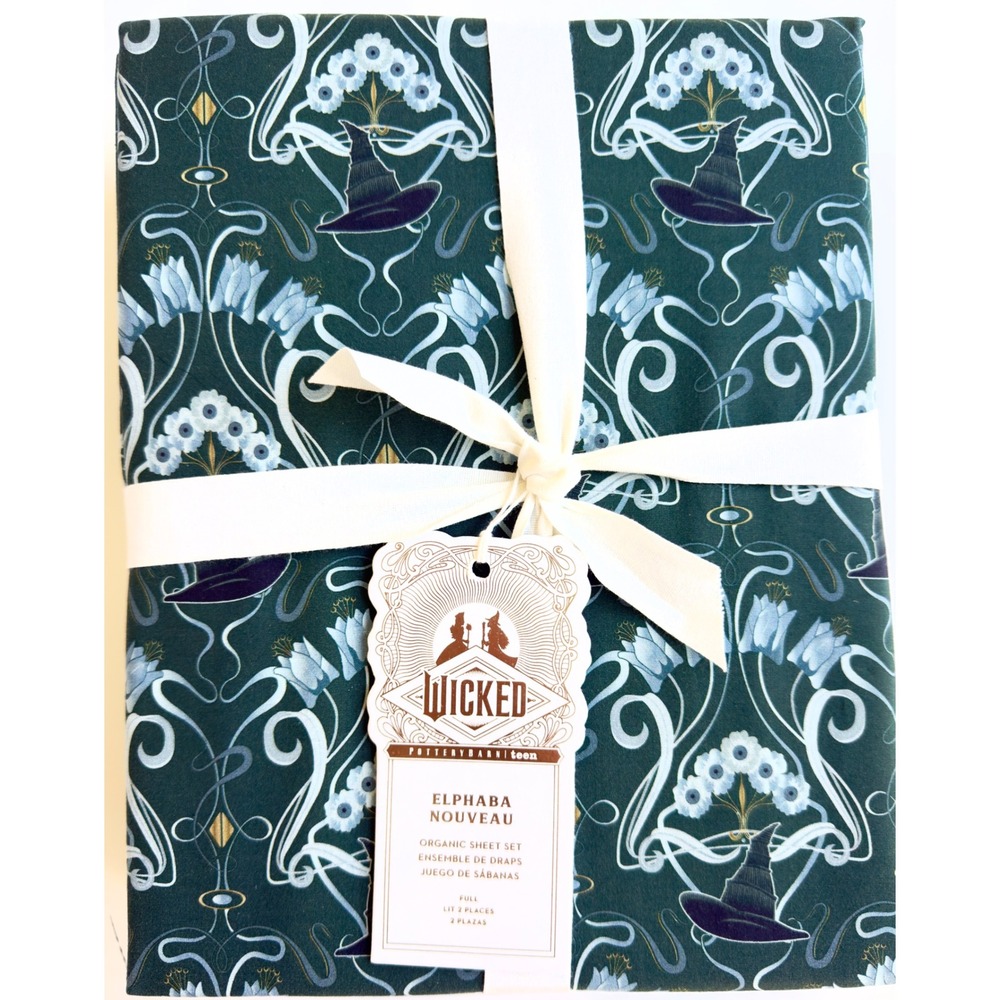 Pottery Barn Teen Wicked Elphaba Nouveau Organic Full Sheet Set NWT Retail $159